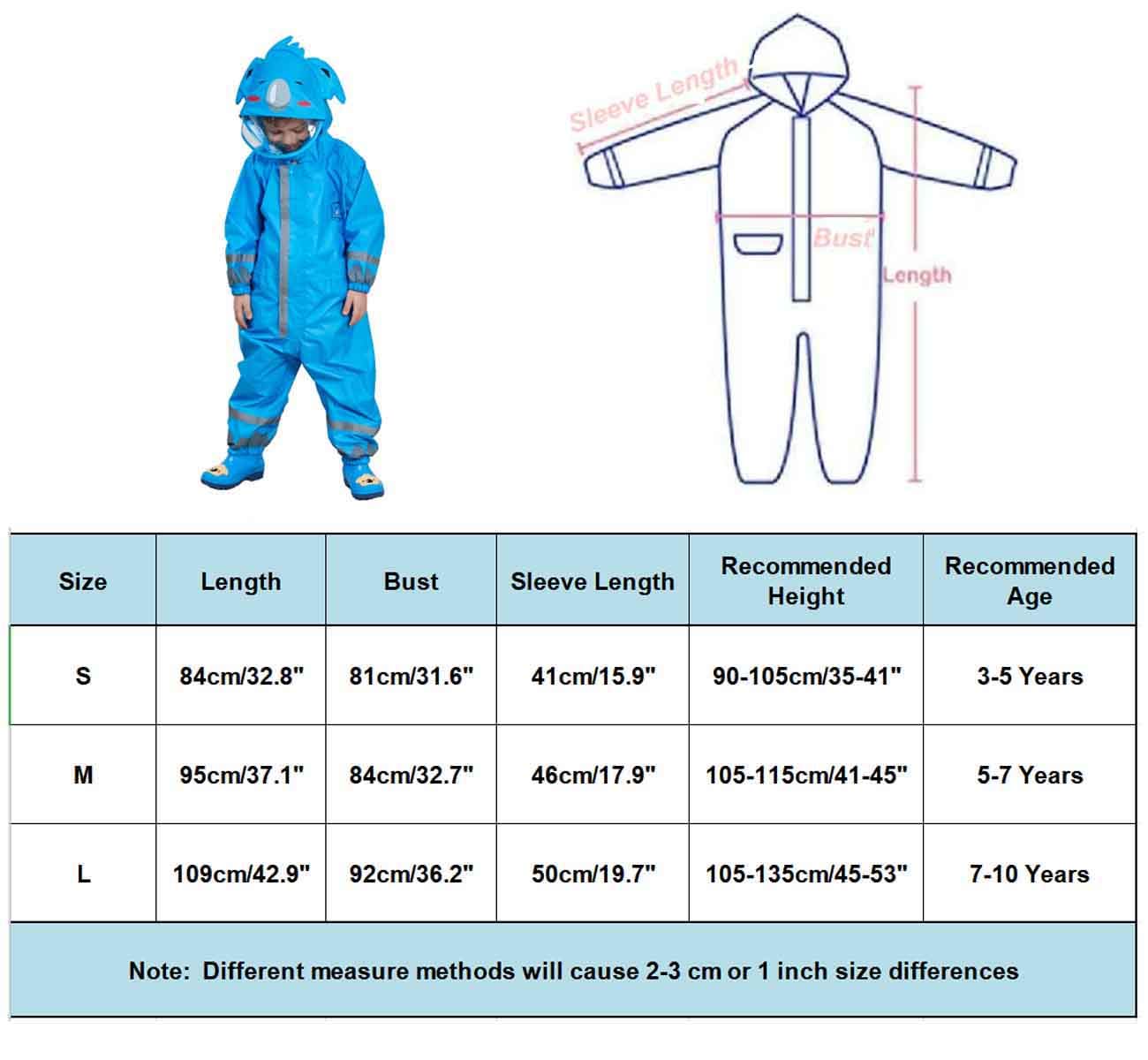 JinBei Imperméable Enfant Garcon Fille Avec Capuche Velo Complet Animal Combinaison Sport Manteaux Protection Poncho Pantalon Respirant Randonnée Pluie Unisexe 3-10 Ans