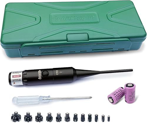 Miniatura 5 de BoreSighter láser con 12 adaptadores.Calibres 17 a 12 GA, mira láser con interruptor de botón y adecuado para mira de rifle y pistola