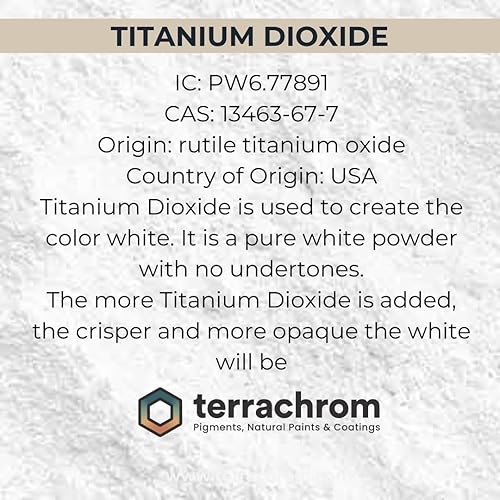 Terrachrom Pigmento de dióxido de titanio – Pigmentos para pintura artística y decorativa, hormigón, arcilla, lima, yeso, mampostería y productos de