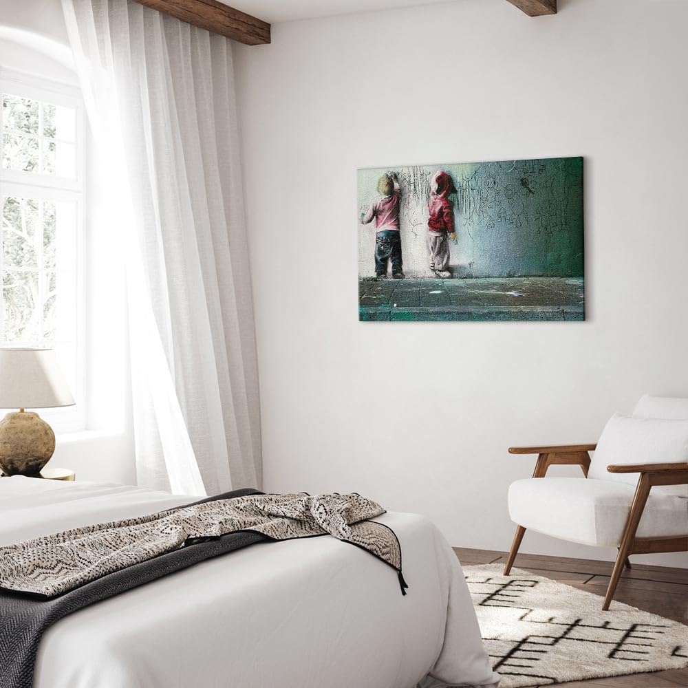 B&D XXL - Akustikbild Poster Kinder Graffiti, 120x80 cm, 1-teilig, Büro | Verbessert Raumakustik, reduziert Hall, ideal fürs Büro oder Wohnzimmer, hochwertige Verarbeitung, schnelle Montage, stilvoll