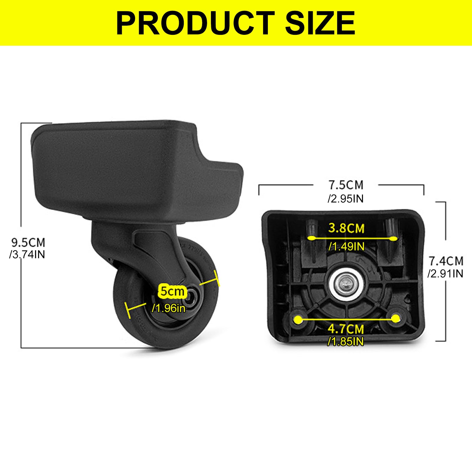 Sostituzione bagagli servizio 4, rotelle per valigie con rotazione a 360° per accessori riparazione per borse da viaggio Kit riparazione per rotelle per bagagliaio