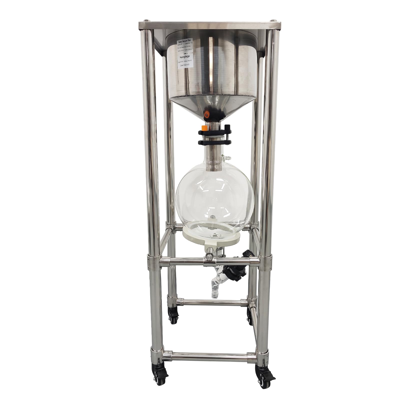 WYDDDARY 10L Glass Funnel Vacuum Filter Stainless Steel Vacuum Suction Filter Lab Vacuum Buchner Funnel for Liquid-Liquid Extraction Room Temperature Reaction
