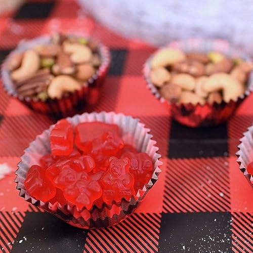 Miniatura 3 de Envolturas de cupcakes a cuadros de búfalo, paquete de 100 unidades, tazas de hornear de Navidad y suministros de fiesta de leñador