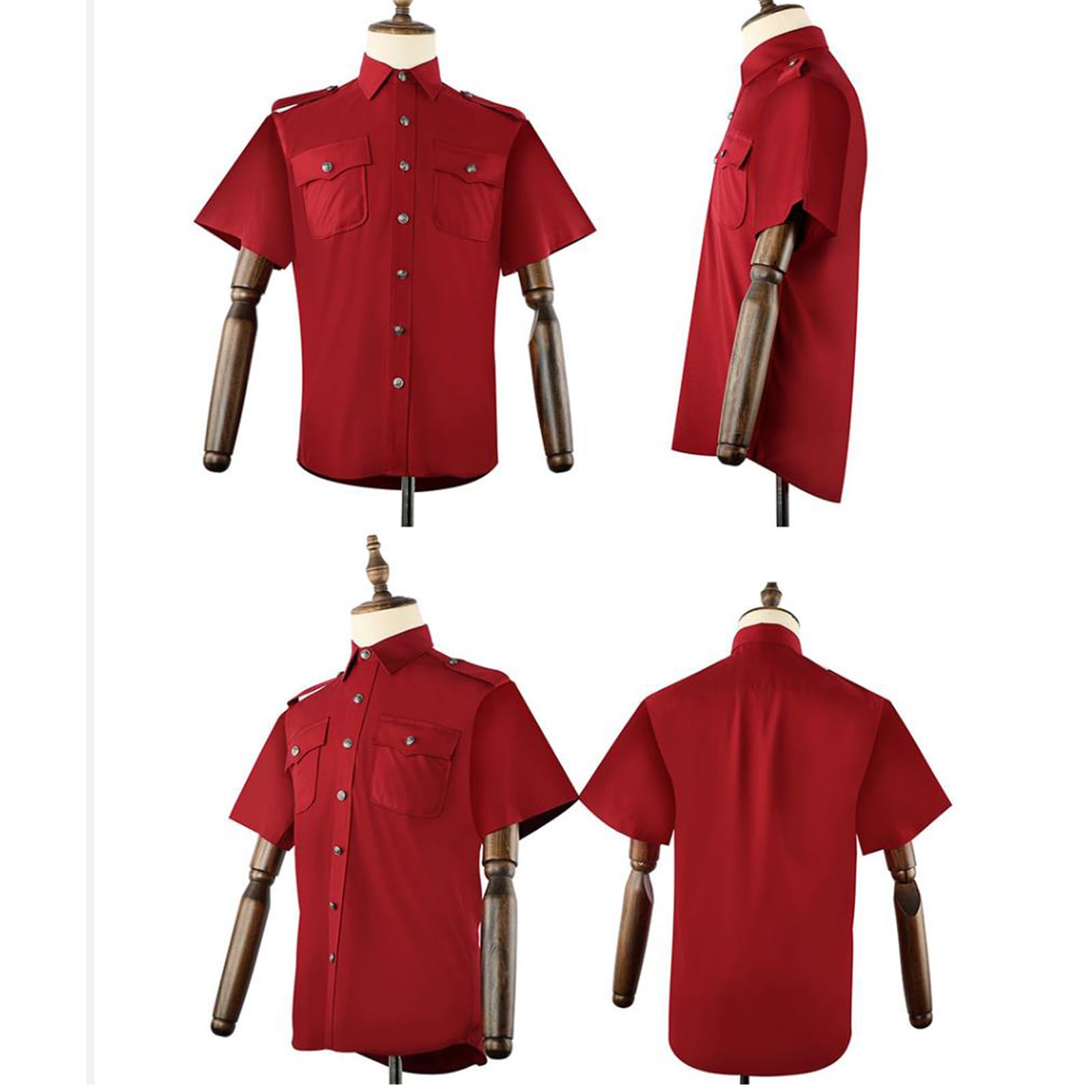 Camisa de trabajo clásica unisex con mangas cortas/largas, cuello de solapa, botones, uniforme de seguridad, blusa con bolsillos con solapa, camisa de oficina