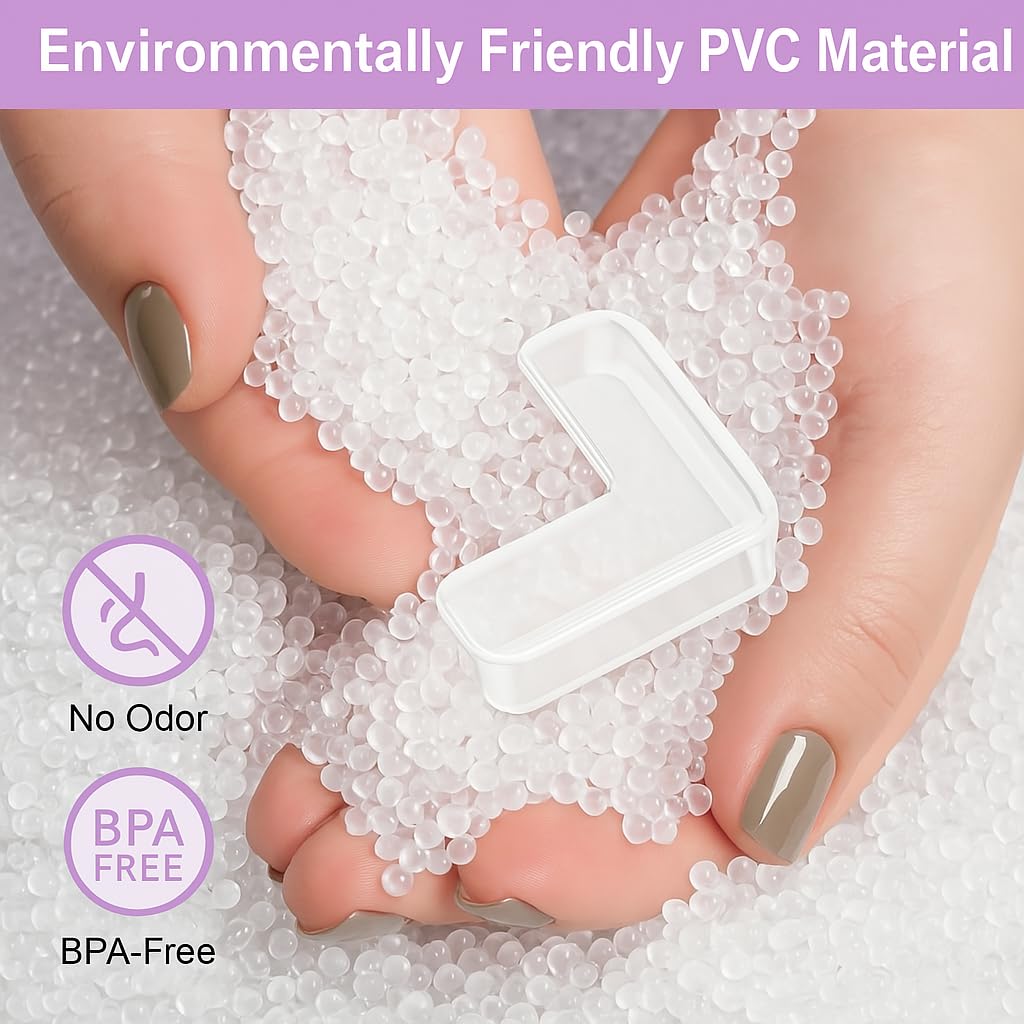 QUALIFT 8pc Transparent Table Corners Edge Protector - Durable, L-Shaped Baby Proofing for Safety Against Sharp Furniture, Strong Adhesive Soft Silicone Guards, Baby Proof Essentials for Growing Kids - Image 3 thumbnail
