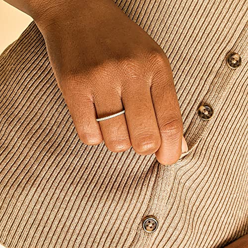 18K Gold Plated Sterling Silver Full Eternity Band | Cubic Zirconia Paved Wedding Band | Thin CZ Stacking Ring3