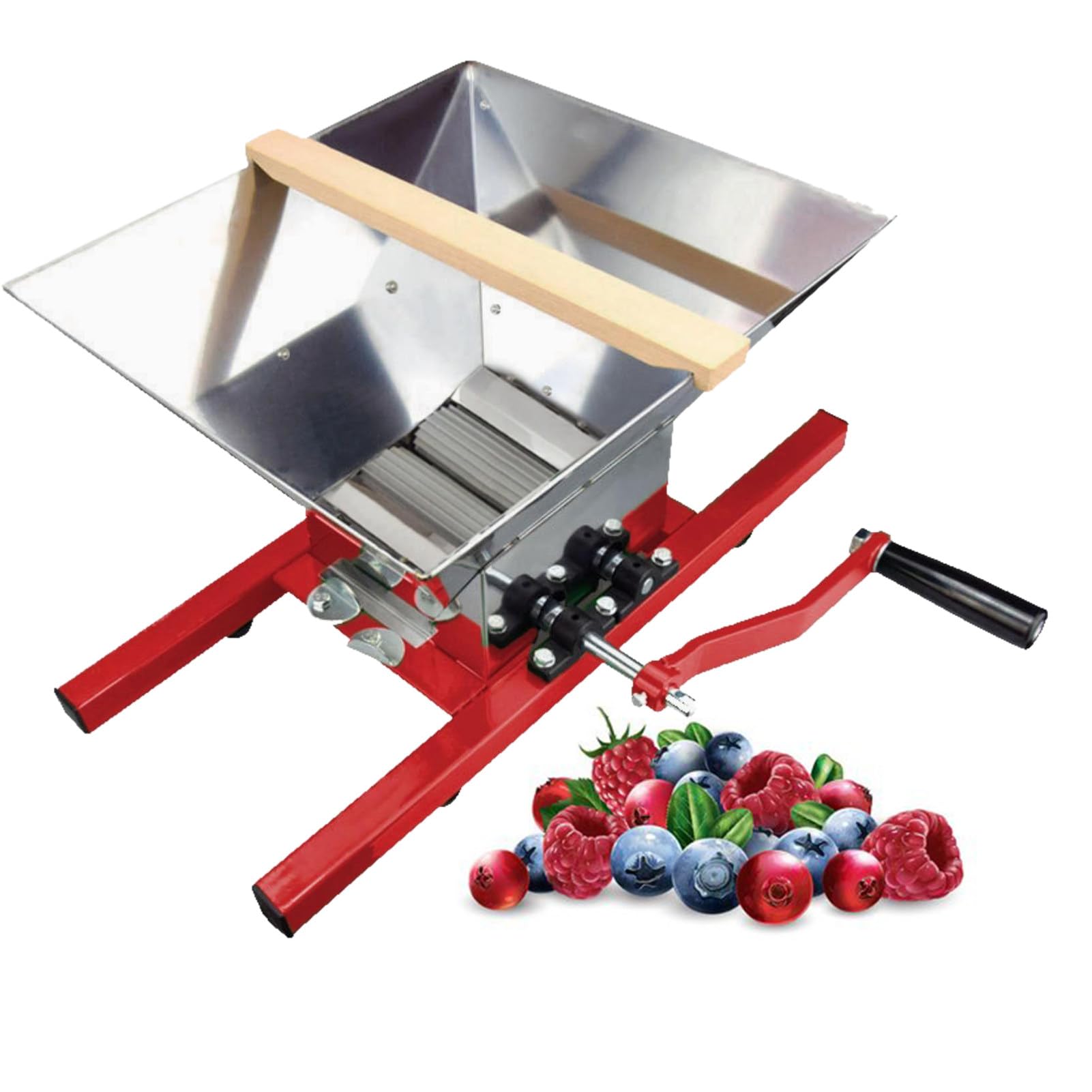 7-Liter-Obstmühle, manuelles Saft- und Apfelweinset, robuste Obstpresse und -zerkleinerer für Äpfel, Trauben und Beeren, ideal für die Apfel- und Apfelweinherstellung zu Hause Red