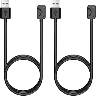 TiMOVO 2 Pieces Smartwatch Chargers Compatible with Samsung Galaxy Fit 3, Magnetic USB Replacement Charging Cable, Accessories for Samsung Galaxy Fit 3 SM-R390 Smartwatch – Black + Black