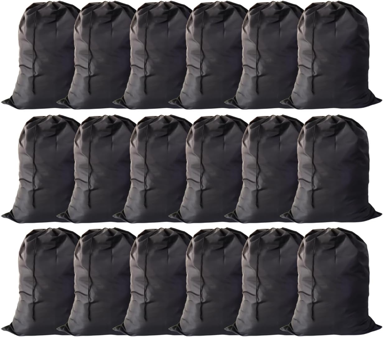 Extra Large Laundry Bag 18 Pack, Travel Laundry Bags with Drawstring Closure, 30"x40", for college, dorm, apartment dwellers (18Pcs Black)