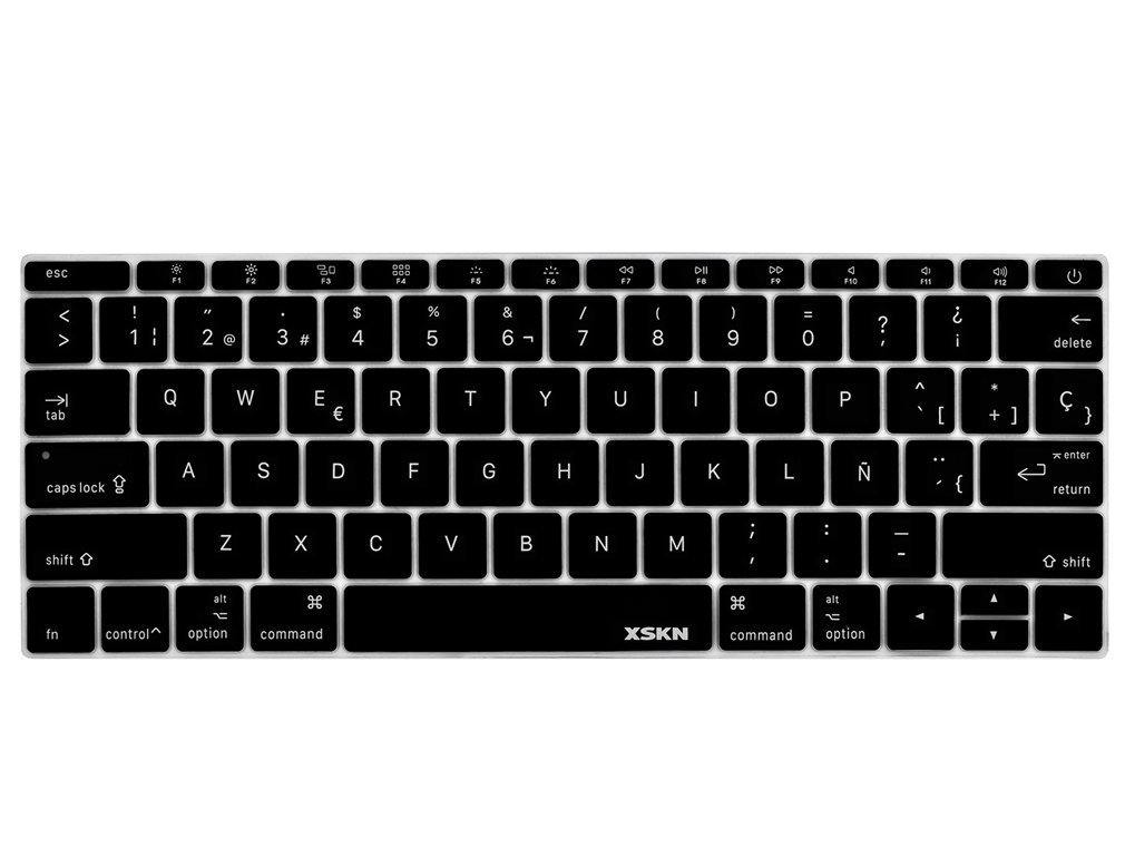 XSKN Spanish Silicone Language Black Keyboard Skin for MacBook 12