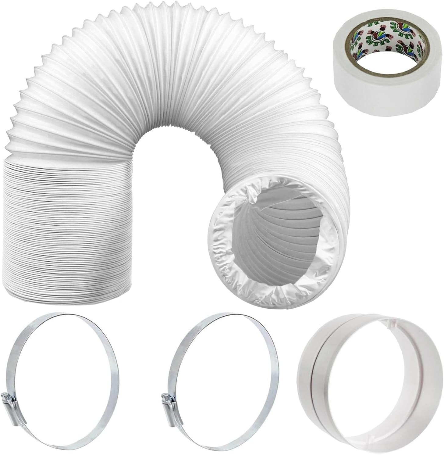 SPARES2GO Air Con Flexible Hose Pipe Vent AC Extension Kit for Portable Air Conditioners (6m x 5" / 125mm)