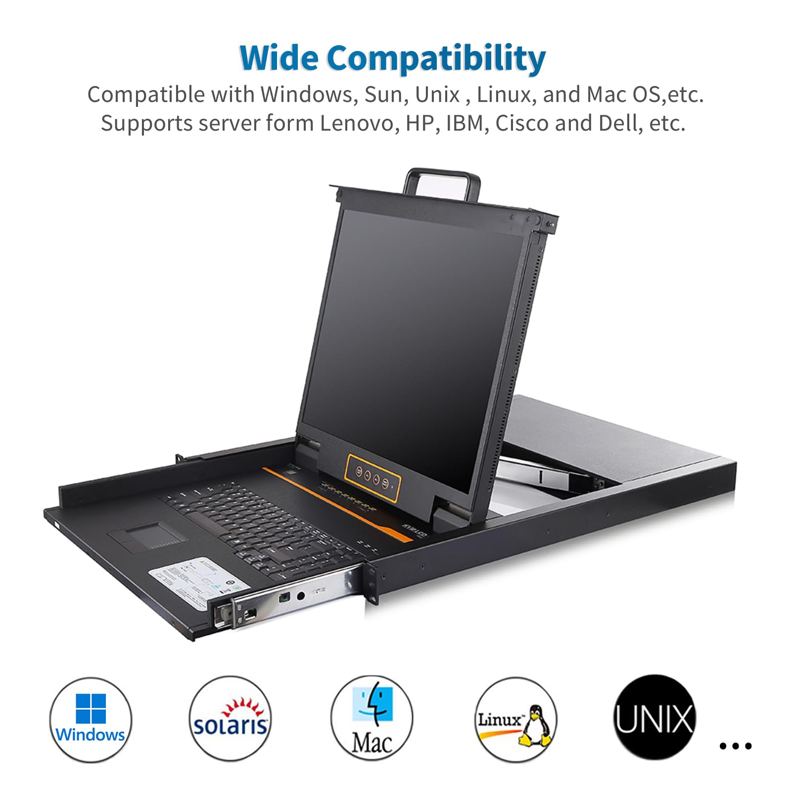 Console KVM à montage en rack 1U - Commutateur KVM HDMI intégré à 8 ports - Pavé tactile de moniteur en rack de 19" - 1280 x 1024 60 Hz - Rapport 5:4 - Commutation par bouton de raccourci OSD, câbles