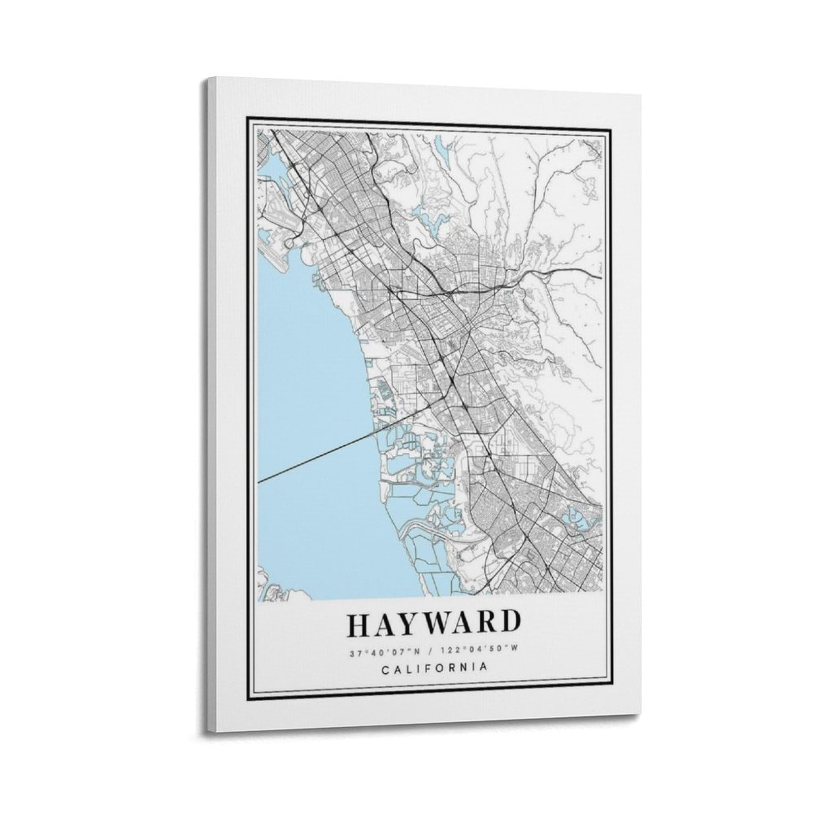 xiaoxiaoshen Hayward California Map Canvas Poster Wall Art Prints Room Aesthetic Murals Bedroom And Living Decorations 20x30inch(50x75cm)