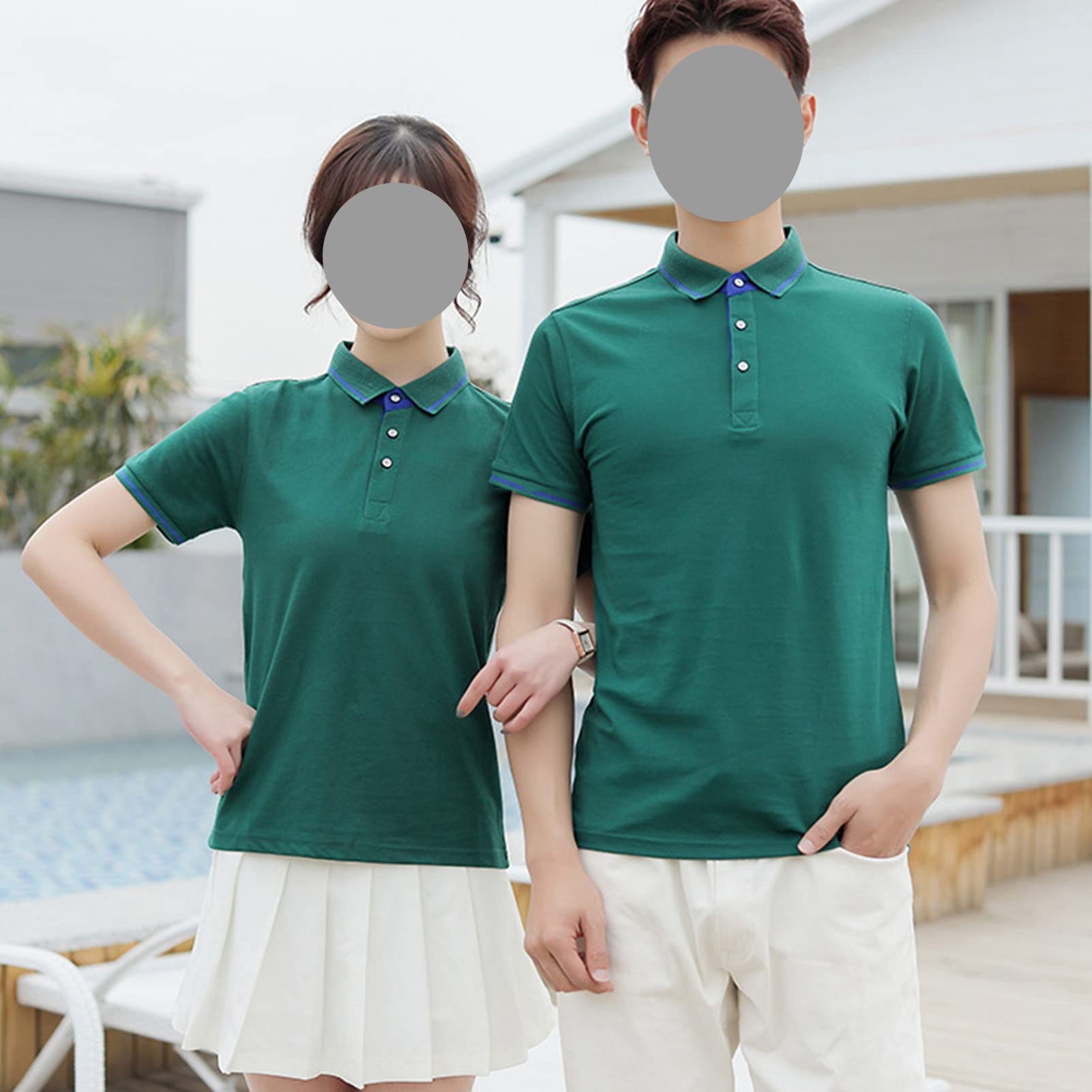 Maiyifu-GJ Men's Outdoor Sport Polo Shirt Lightweight Regular Fit Solid Tennis Shirts Casual Short Sleeve Slim Golf Shirts (Dark Green,Large)