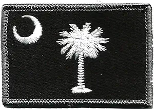 Gadsden and Culpeper South Carolina Tactical Patch - 1pc, Black/White, Rectangular, Die-Cut State Flag Patch, Sew-On, 3 inches x 2 inches