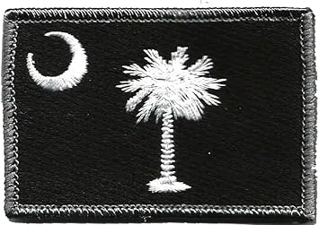 Gadsden and Culpeper South Carolina Tactical Patch - 1pc, Black/White, Rectangular, Die-Cut State Flag Patch, Sew-On, 3 inches x 2 inches
