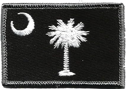 Gadsden and Culpeper South Carolina Tactical Patch - 1pc, Black/White, Rectangular, Die-Cut State Flag Patch, Sew-On, 3 inches x 2 inches