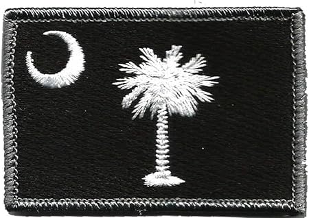 Gadsden and Culpeper South Carolina Tactical Patch - 1pc, Black/White, Rectangular, Die-Cut State Flag Patch, Sew-On, 3 inches x 2 inches
