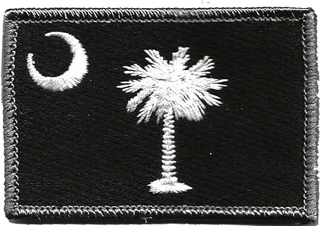 Gadsden and Culpeper South Carolina Tactical Patch - 1pc, Black/White, Rectangular, Die-Cut State Flag Patch, Sew-On, 3 inches x 2 inches