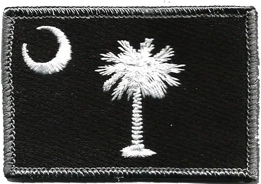 Gadsden and Culpeper South Carolina Tactical Patch - 1pc, Black/White, Rectangular, Die-Cut State Flag Patch, Sew-On, 3 inches x 2 inches