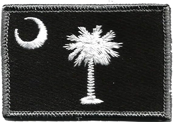 Gadsden and Culpeper South Carolina Tactical Patch - 1pc, Black/White, Rectangular, Die-Cut State Flag Patch, Sew-On, 3 inches x 2 inches
