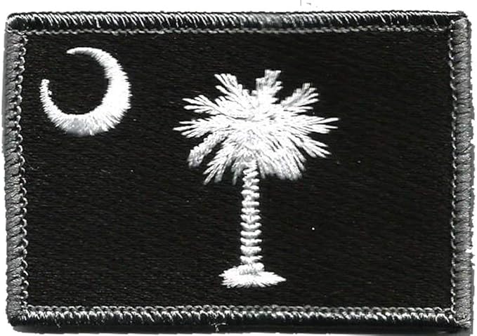Gadsden and Culpeper South Carolina Tactical Patch - 1pc, Black/White, Rectangular, Die-Cut State Flag Patch, Sew-On, 3 inches x 2 inches