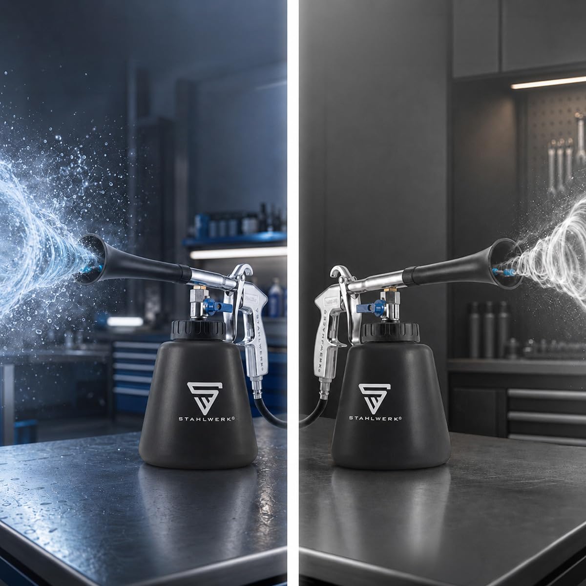 STAHLWERK Pistolet do czyszczenia sprężonego powietrza RP-90 ST z zestawem akcesoriów, oczyszczacz sprężonego powietrza z efektem tornado, środek czyszczący do wnętrz, pistolet do mycia, pistolet do
