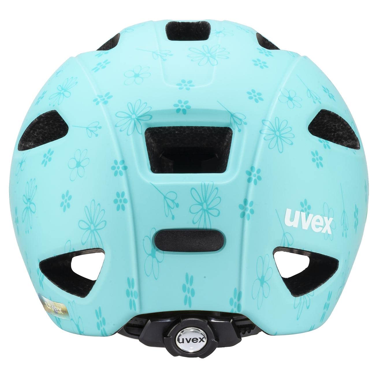 uvex oyo style - lekki kask rowerowy dla dzieci - indywidualna regulacja wielkości - możliwość zainstalowania światła LED - flowers cyan matt - 50-54 cm