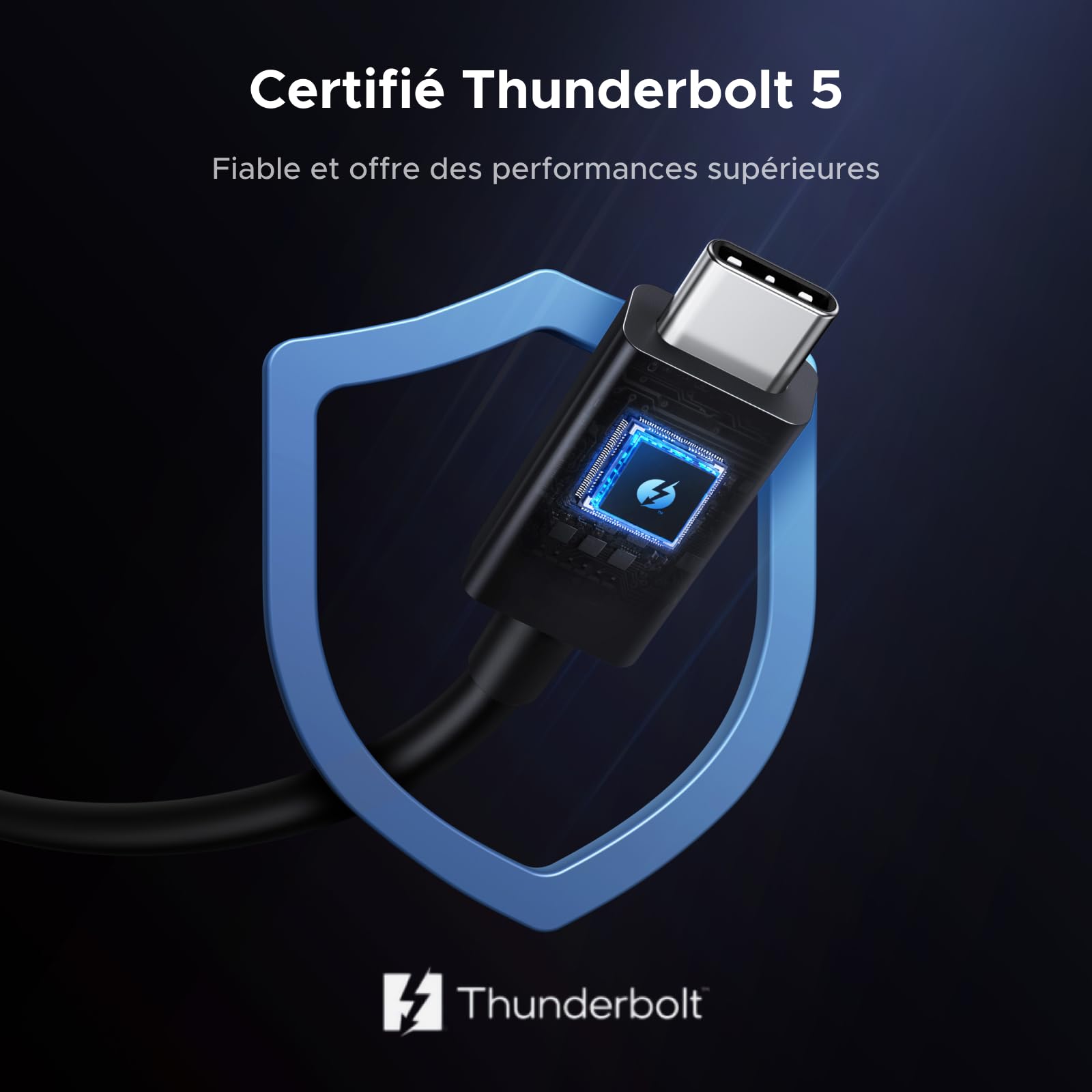 UGREEN Boîtier SSD M.2 NVMe 80 Gbps Compatible Thunderbolt 5 4 | avec Dissipation Thermique Aluminium Silencieux USB 4 USB 3.2 3.0 pour MacBook Mac Mini Mac Studio (Disque non Inclus)
