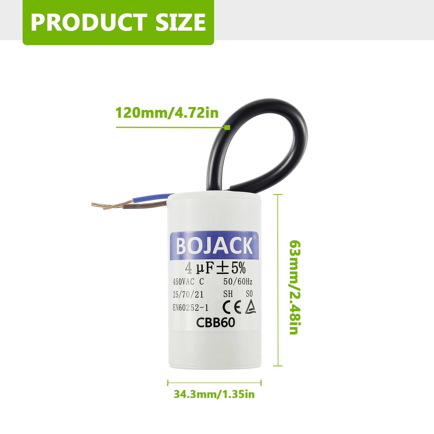 450V AC 50/60Hz 4UF Polypropylène Moteur Films Sur Démarrer, Exécuter