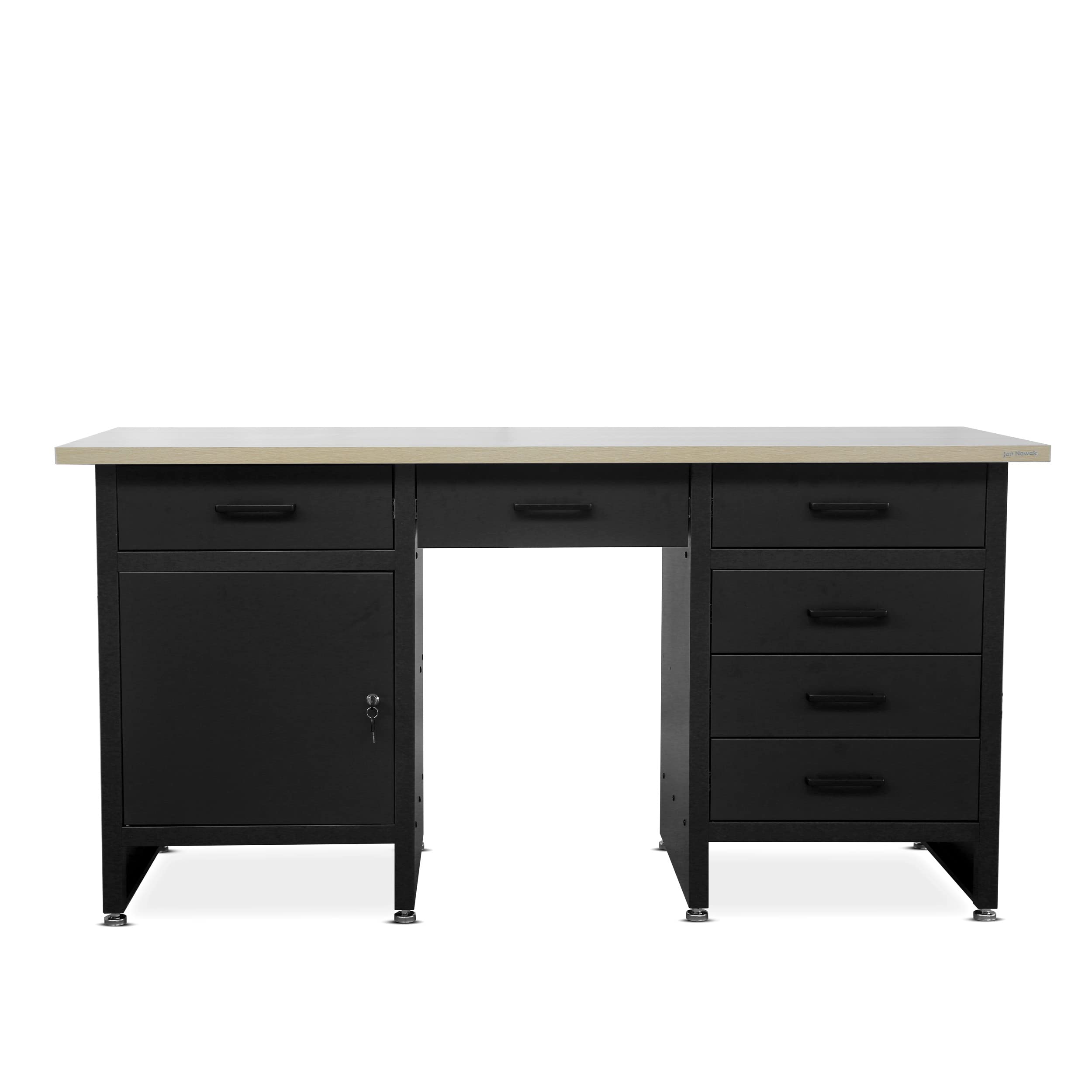 Banco de Trabajo con Encimera Mesa de Trabajo 6 Cajones MDF 500 kg Metal 170x60x85 cm Negro