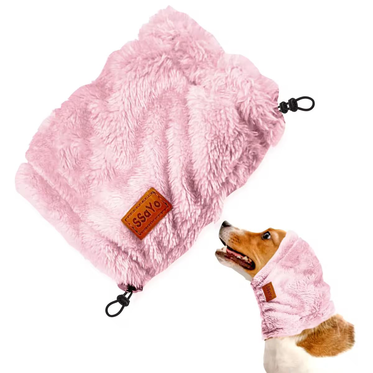 SSaYo Dog Ear Muffs Noise Protection - Soft Calming Hood for Anxiety Relief, Fireworks, Thunder, Grooming & Vet Visits - Elastic Headband & Comfortable Neck Warmer for Travel (Pink, Small) — image 1