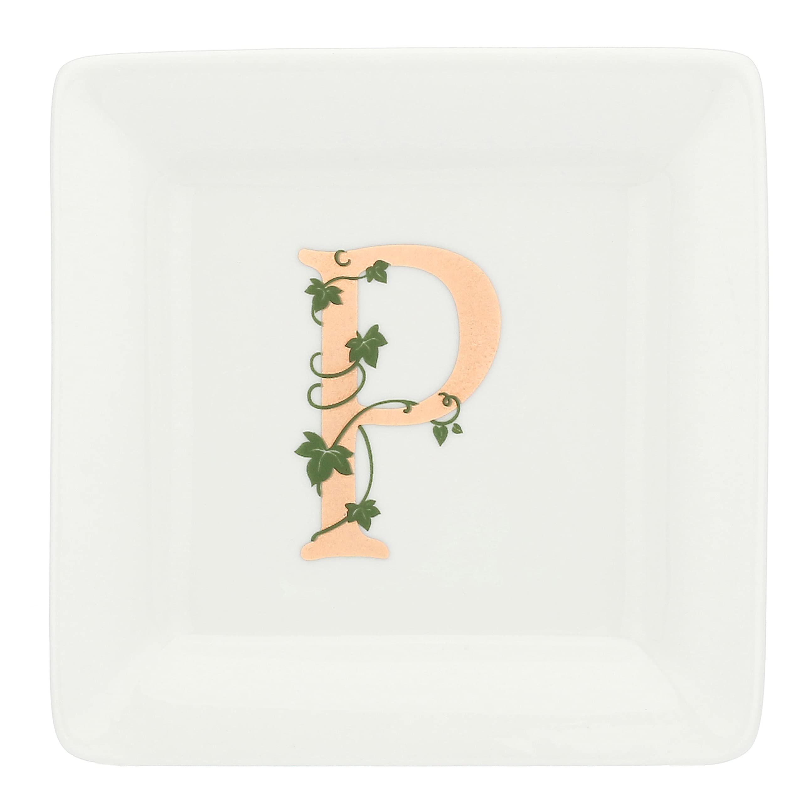 LA PORCELLANA BIANCA PB White Porcelain - Square Saucer Letter P - Home Furniture, Kitchen - Adorato Line - Gift Idea - Porcelain - 10x10xh1,5 cm