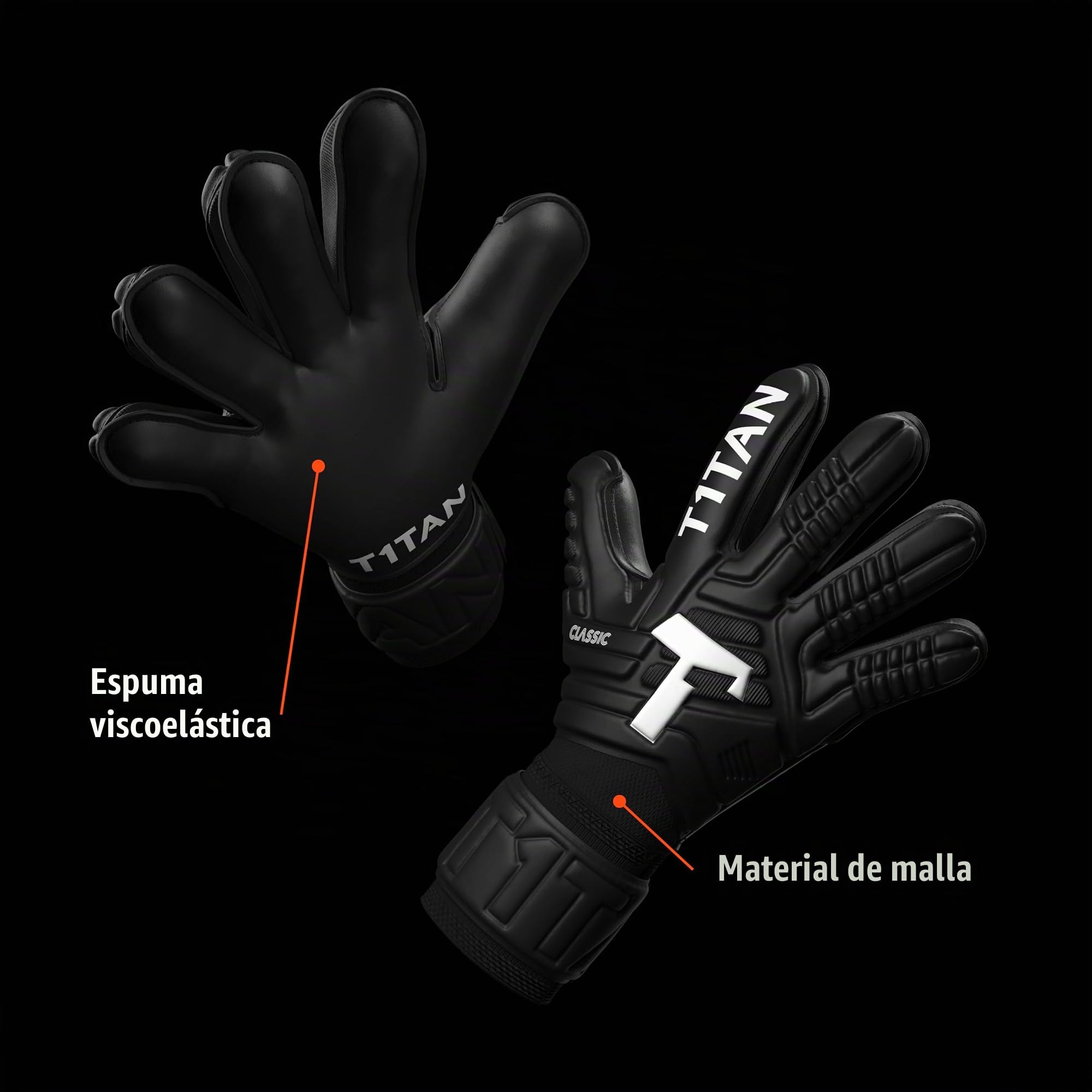 T1TAN Classic 1.0 Black-out - Guantes de Portero - sin protección para los Dedos - Guantes de fútbol para porteros - Talla 9