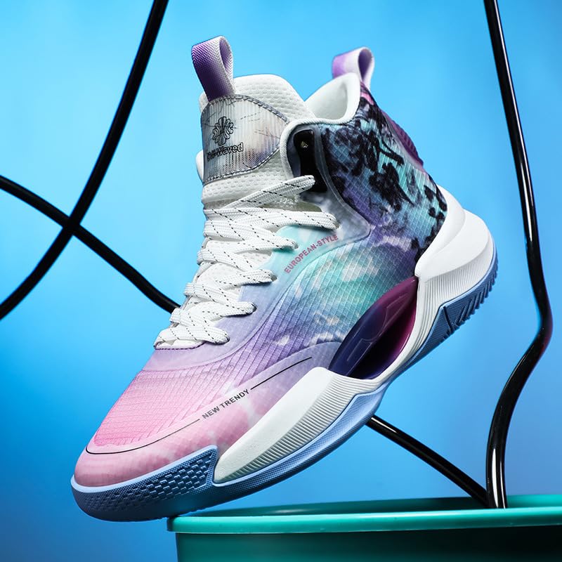 Scarpe da Basket Alte da Uomo, Antiscivolo, Stivali Sportivi da Allenamento con Impugnatura a Rimbalzo Imbottiti e Resistenti all'Usura