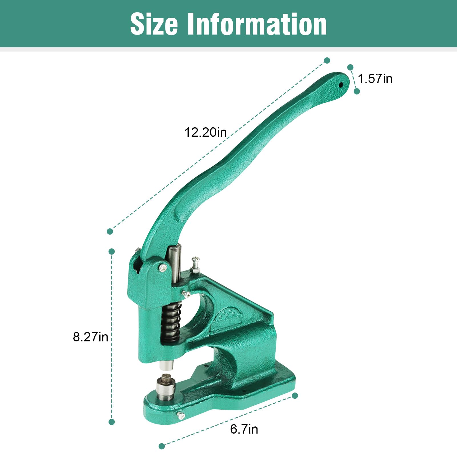 lyrlody Máquina Perforadora de Ojales Manual, Kit de Herramientas con 3 Troqueles y 1500 Ojales de 6/10/12 mm
