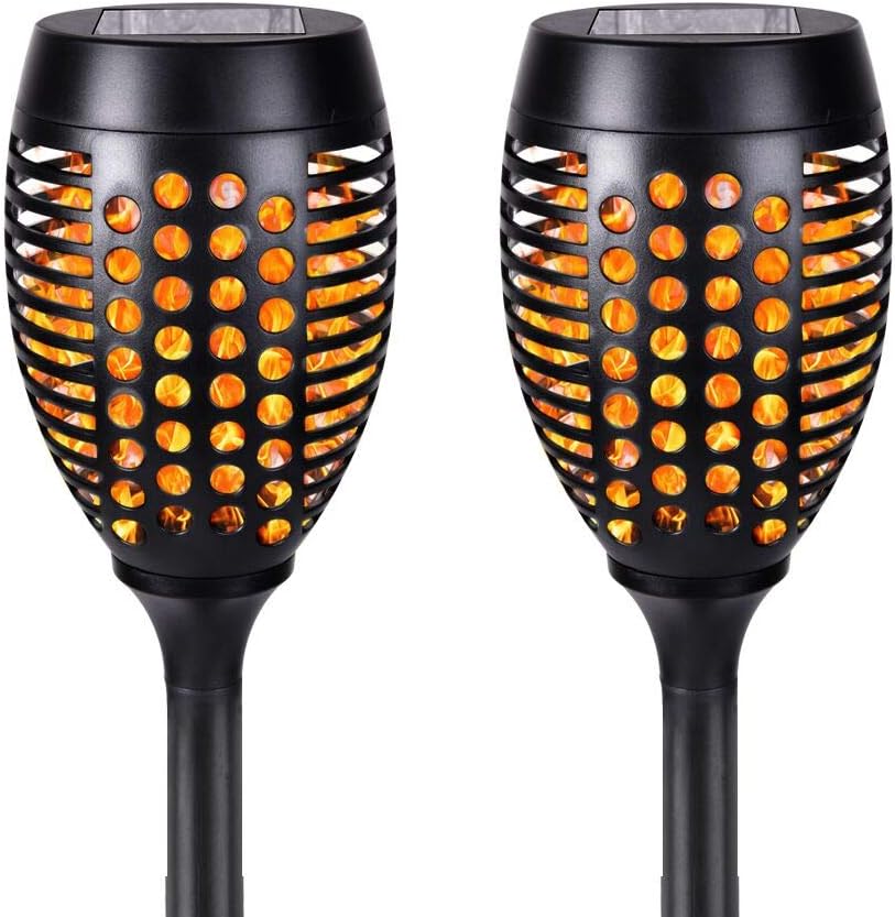 HANKEY Solar Torch Lights, Waterproof Solar Outdoor Lights with Flickering Flame Light, Patio Decorations Outdoor Solar Garden Light Landscape Light for Pathway Yard 96 LED Dusk to Dawn Auto On/Off