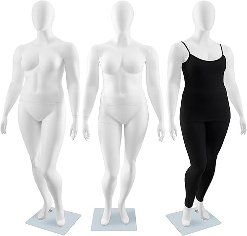 Threehoney Maniquí de Talla Grande Femenino con Curvas de Cuerpo Completo Realista Forma de Vestido Femenino Torso Desmontable Display Maniquí para