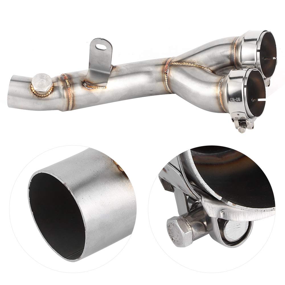 Qiilu Tubo Centrale di Scarico per Moto, catalizzatore di Scarico a Tubo Centrale Tubo di Collegamento Decat rimosso Adatto per YZF-R6 2009-2014 Adatto per catalizzatore r6