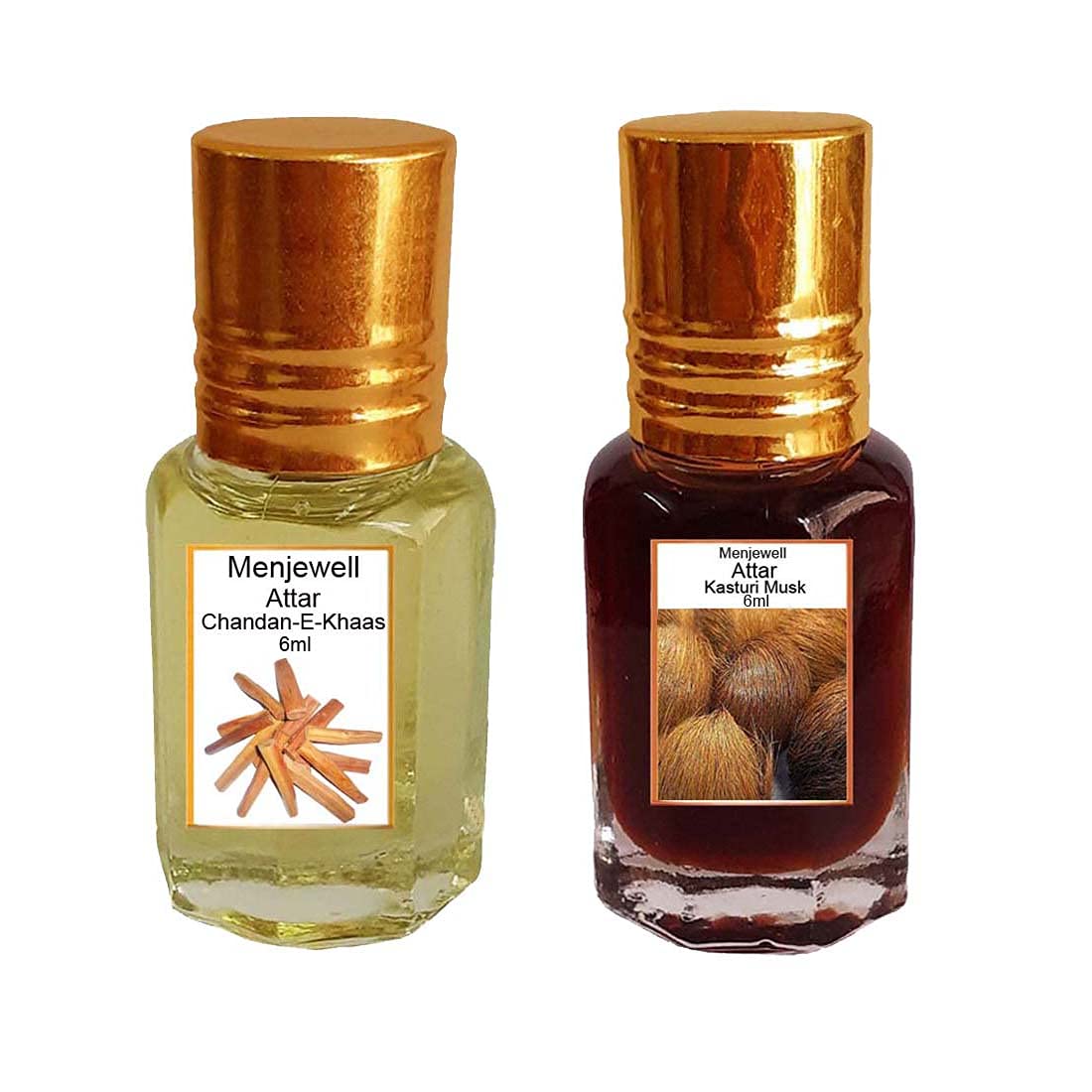 Menjewell The Chandan-E-Khaas & Kasturi Musk Attar, 6 Ml (Pack Of 2)