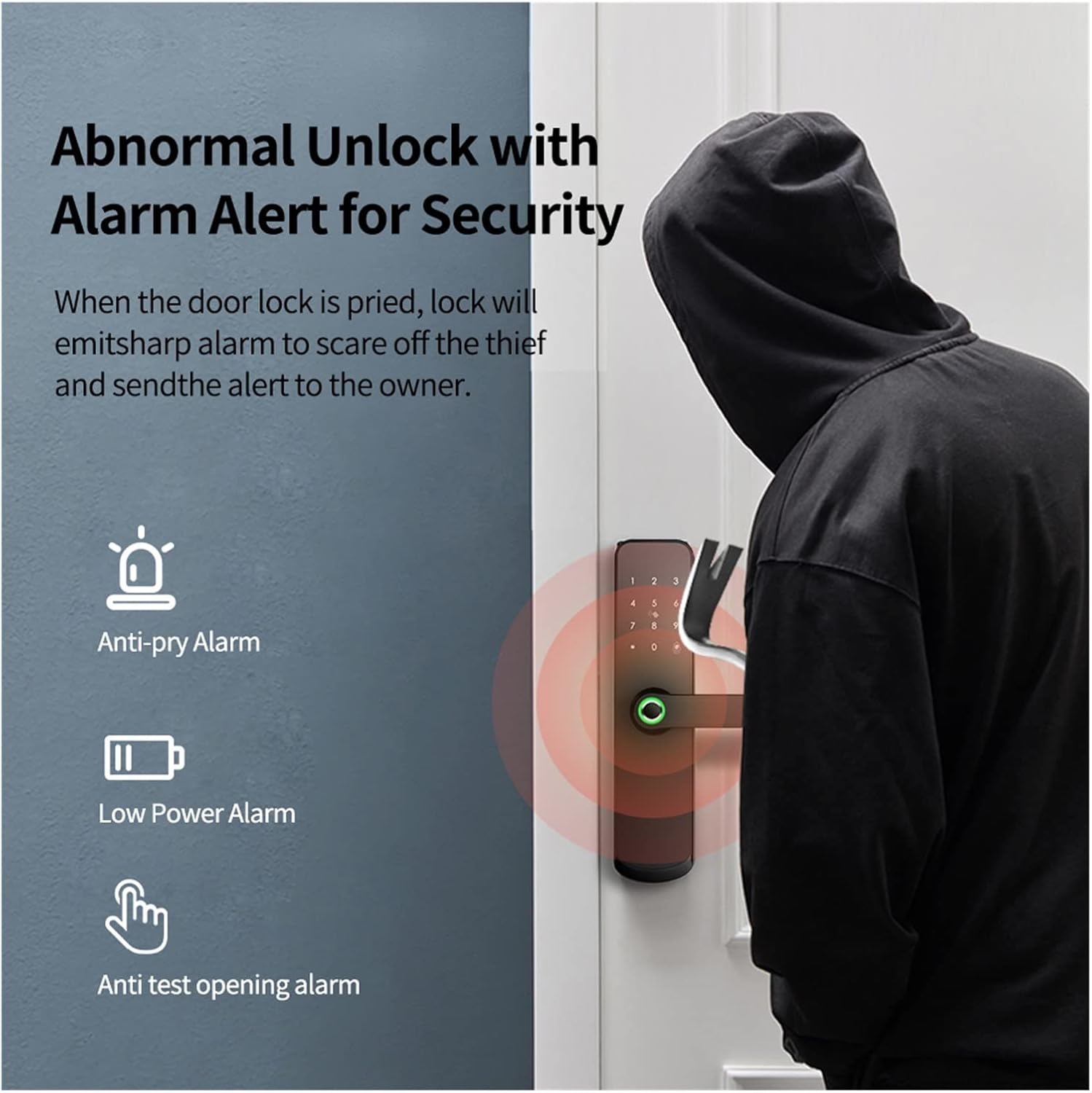 WiFi Smart Electronic Door Lock Fingerprint Security Door Lock with Doorbell Notification APP Remote Control (Color : 50 50 Mortise)