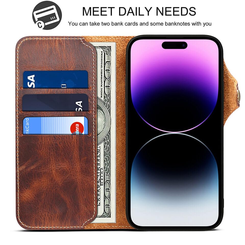 Étui portefeuille Samsung S24 Ultra cuir véritable rouge aimanté - 4