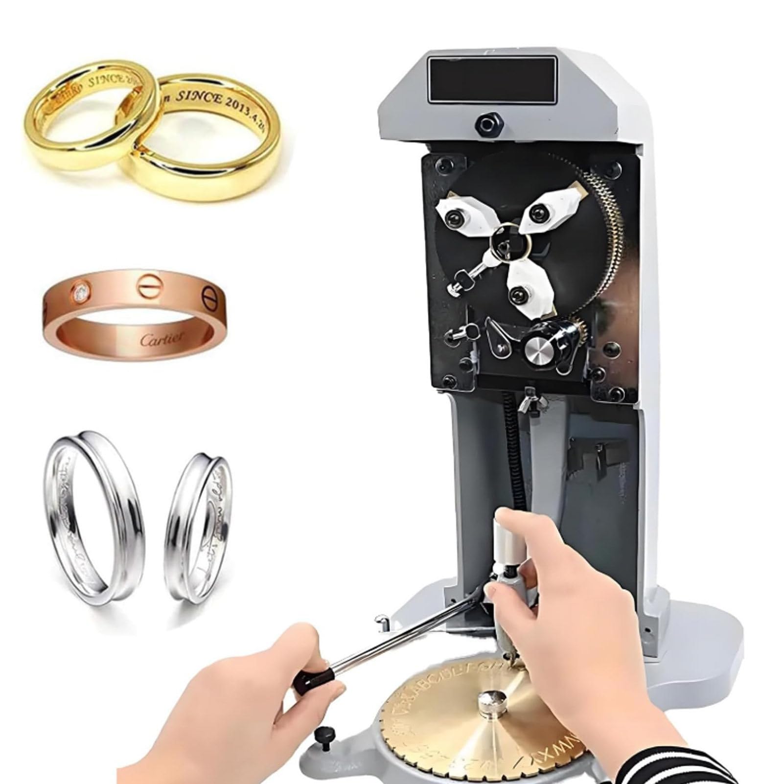Hydravex Inside Ring Engraver Machine, Double Sided Dial Ring Engraving Stamping Machine, 1.5mm-2.0mm Letter Block Ring Engraver Machine for Rings Inner Engraving