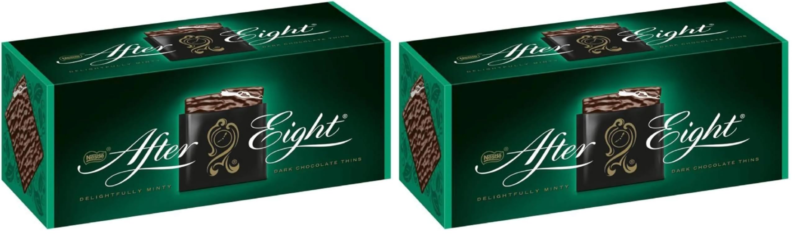 After Eight Dark Mint Chocolate Box 300g | Thin Squares Of Mint Fondant Wrapped In Dark Chocolate | Christmas Chocolate Gift |Festive Chocolate Box |After Dinner Mints (Pack of 2)
