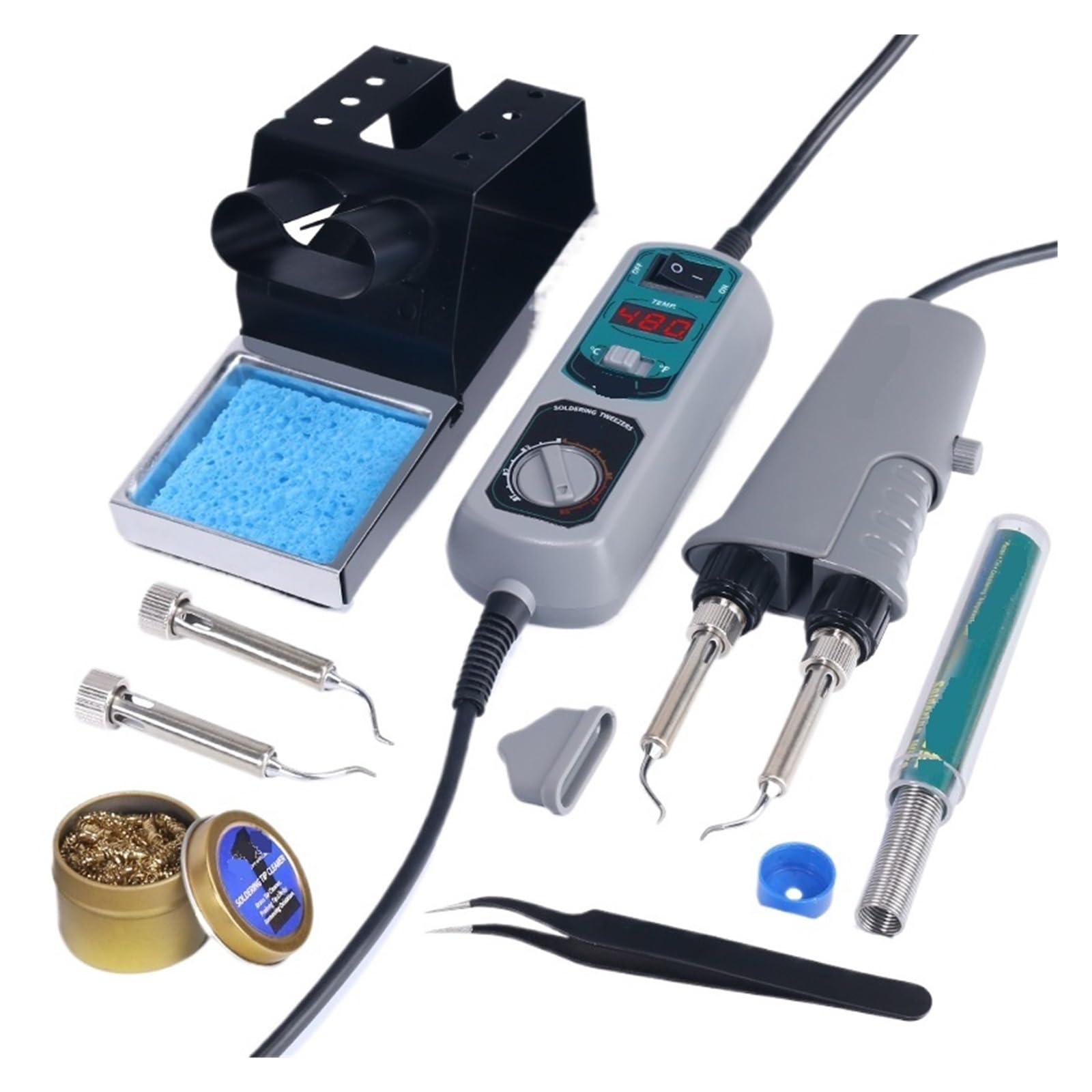 Qaxrzcucd One Color Portable Tweezers Soldering Station Iron Chip Desoldering Kit Set Smd Welding Equipment Rapid Heating With Precise Control