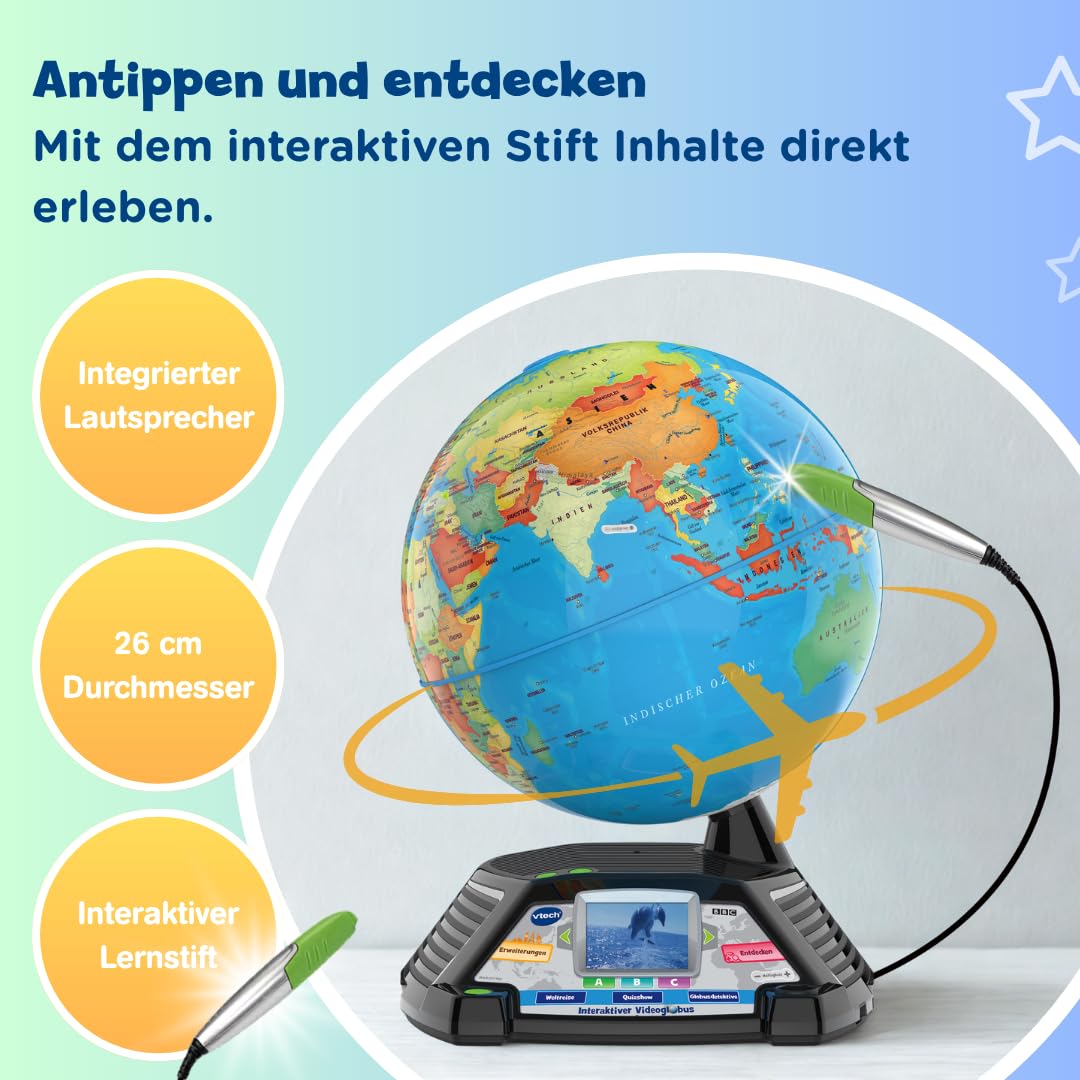 VTech Interaktiver Videoglobus Lernglobe mit Bildschirm ab 7 Jahren