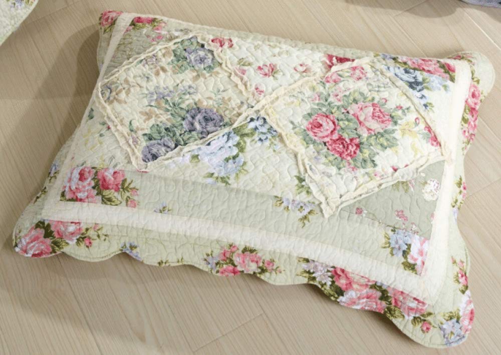Couvre-Lit Matelassé Luxe 2 Personnes Avec 2 Taies - Boutis Coton Patchwork - Queen/King Beige Marron
