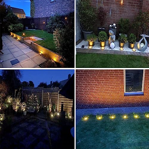 Torchtree 2023 Upgraded Solar Lights Outdoor Garden, 12 Pack Solar Ground Lights, Disk Lights Decking Lights Solar Powered for Lawn Pathway Yard Landscape Walkway(Warm Light), Warm White - 6