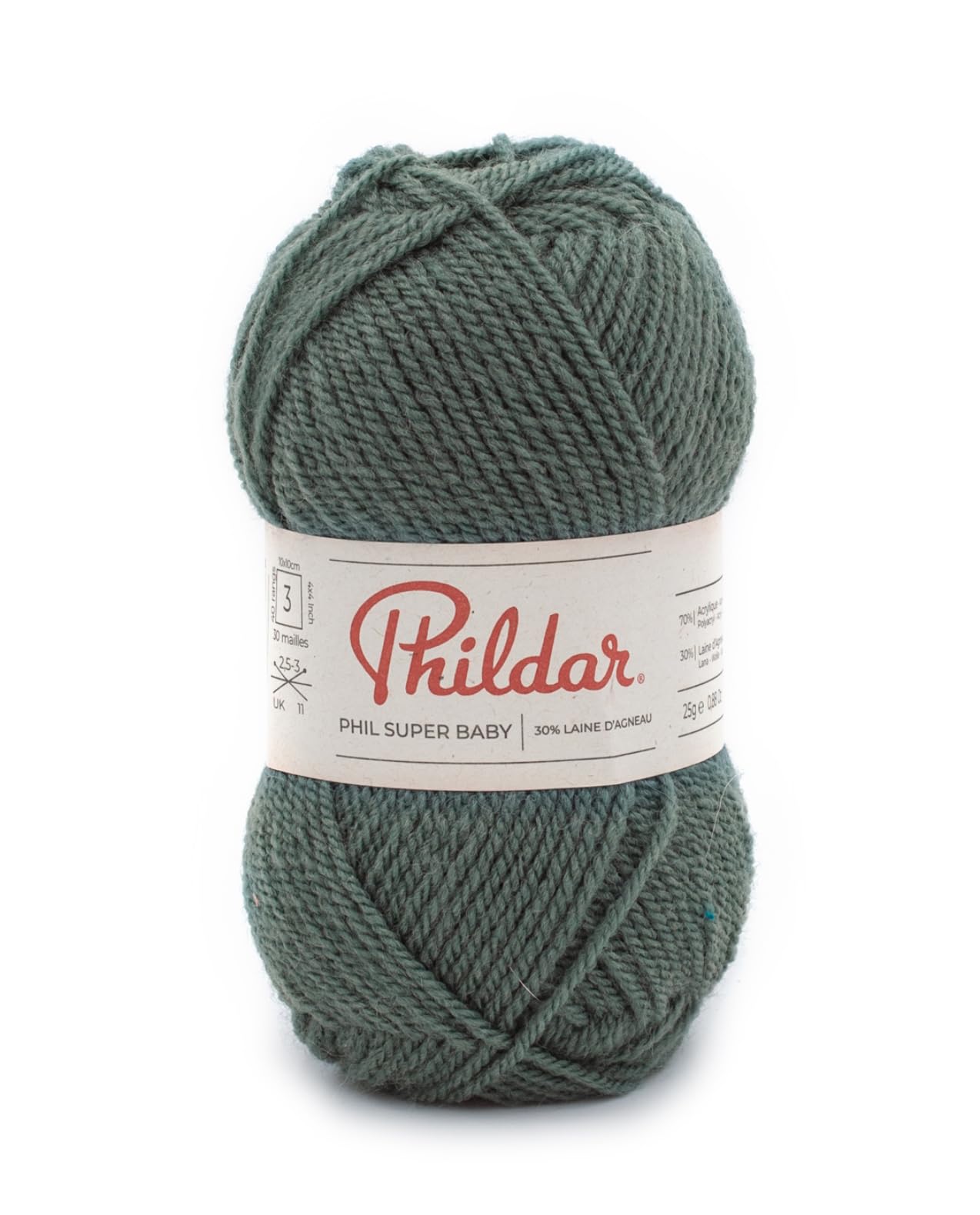 Phildar - Pelote de Laine Phil Super Baby - Laine à Crocheter et à Tricoter - 70% ACRYLIQUE,​30% LAINE D'AGNEAU - Aiguille n°3 - Couleur BLEU
