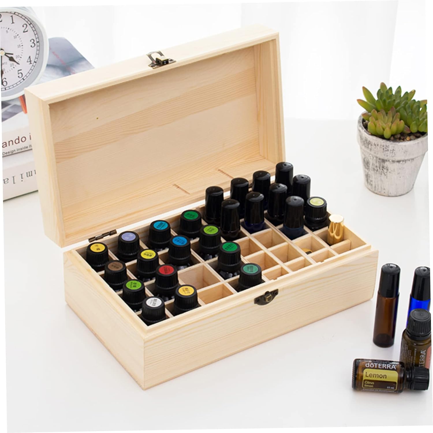 Wood Essential Oil Storage Case 36 Slots Compact Organized Oil Bottle Holder
